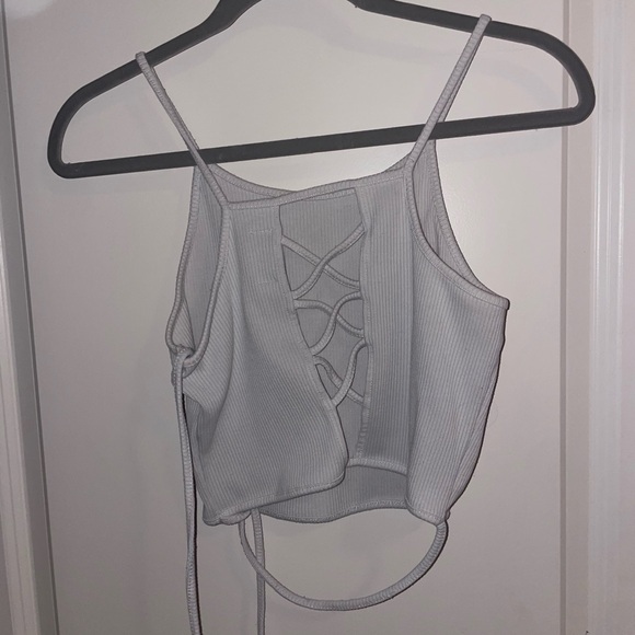 Gray Ribbed Women's Tank Top - Picture 2 of 2